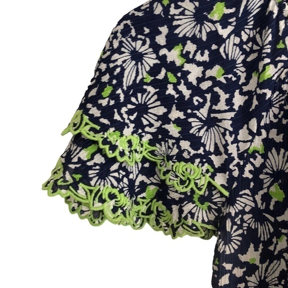Tanya Taylor Silk Blue Floral Tiered Short Sleeve Pullover Top Small - Picture 12 of 16